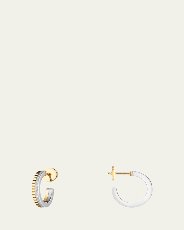 18K Yellow and White Gold Quatre Radiant Edition Diamond Hoop Earrings